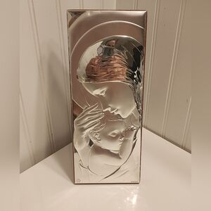 Mother and Child Silver Art Plaque